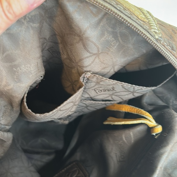 FOSSEL MULTICOLOR BOHO BROWN SUEDE LEATHER WOVEN STRAP SHOULDER BAG - Picture 11 of 16